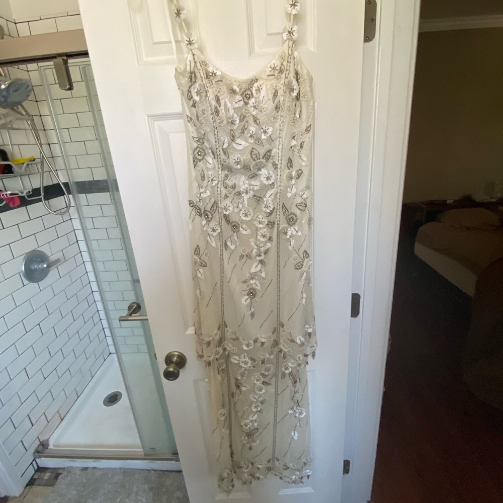 Vintage Cache dress with original tags Never worn Beaded with sheer bottom panel